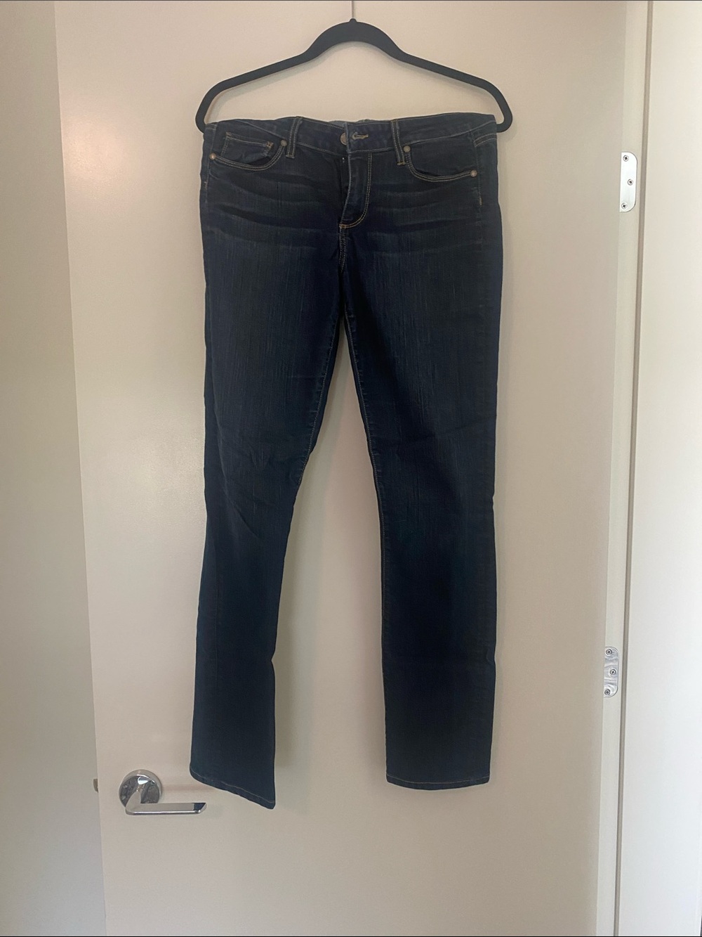 PAIGE Dark Blue Straight Leg Jeans